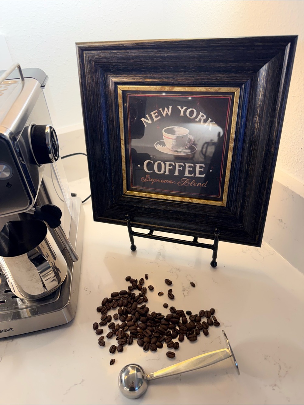 Framed New York Coffee Wall Art – Brown